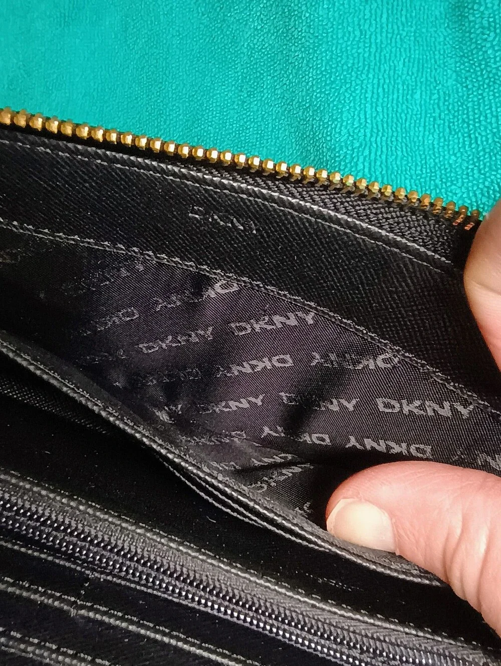 DKNY Quilted Black Zip Around Wallet